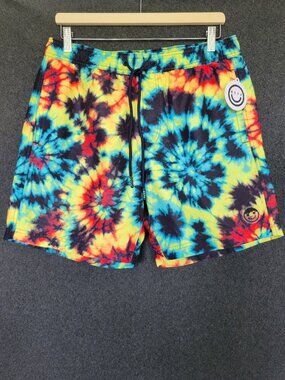 Neff Tie Dye Swim Trunks Board Shorts Kaleidoscopic Groovy Beach Surf Men’s M